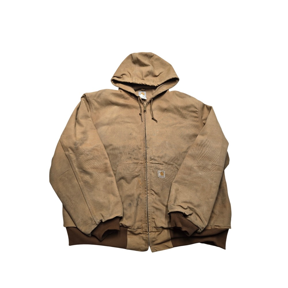 Carhartt J131 Thermal Lined Duck Active Jacket Brown Mens 2XL Tall Workwear Gorp